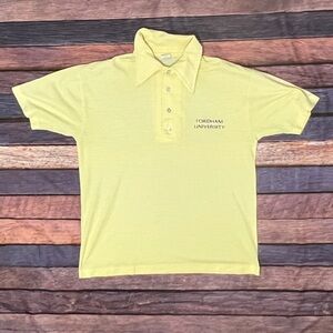 Fordham Rams Vintage Champion Blue Bar Yellow Golf Polo Tennis Shirt